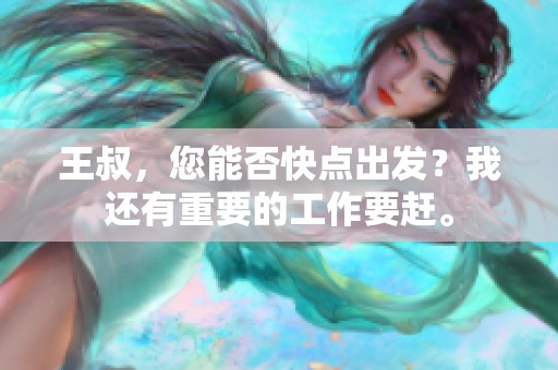 王叔，您能否快点出发？我还有重要的工作要赶。