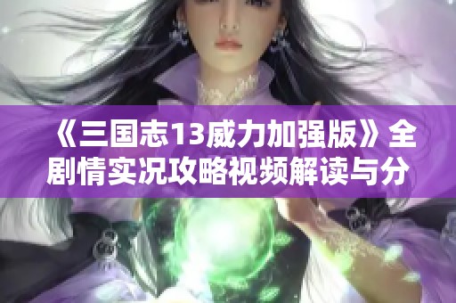 《三国志13威力加强版》全剧情实况攻略视频解读与分析