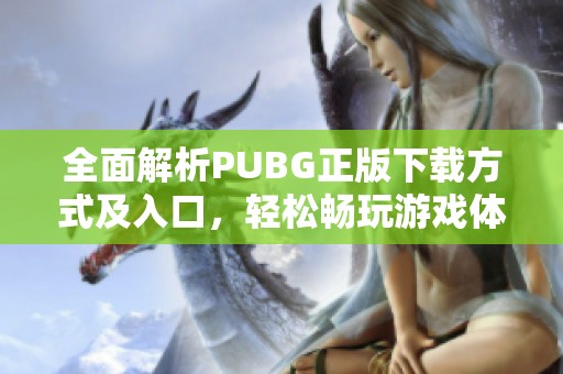 全面解析PUBG正版下载方式及入口，轻松畅玩游戏体验