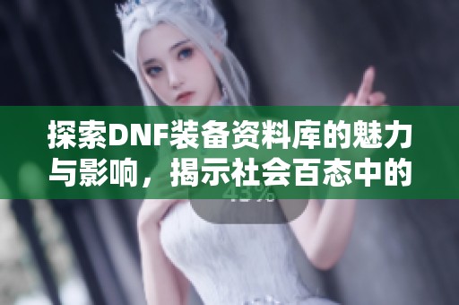 探索DNF装备资料库的魅力与影响，揭示社会百态中的游戏文化与玩家生活