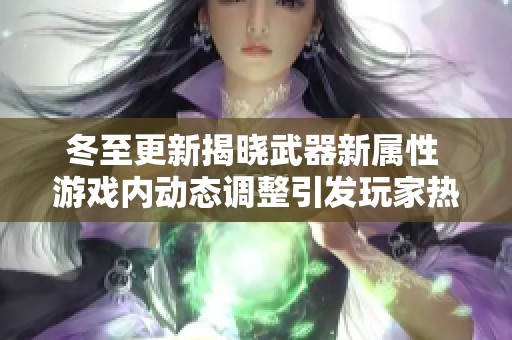 冬至更新揭晓武器新属性 游戏内动态调整引发玩家热议与讨论