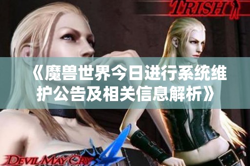 《魔兽世界今日进行系统维护公告及相关信息解析》