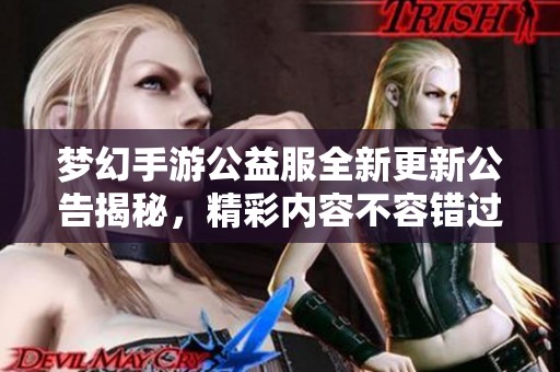 梦幻手游公益服全新更新公告揭秘，精彩内容不容错过